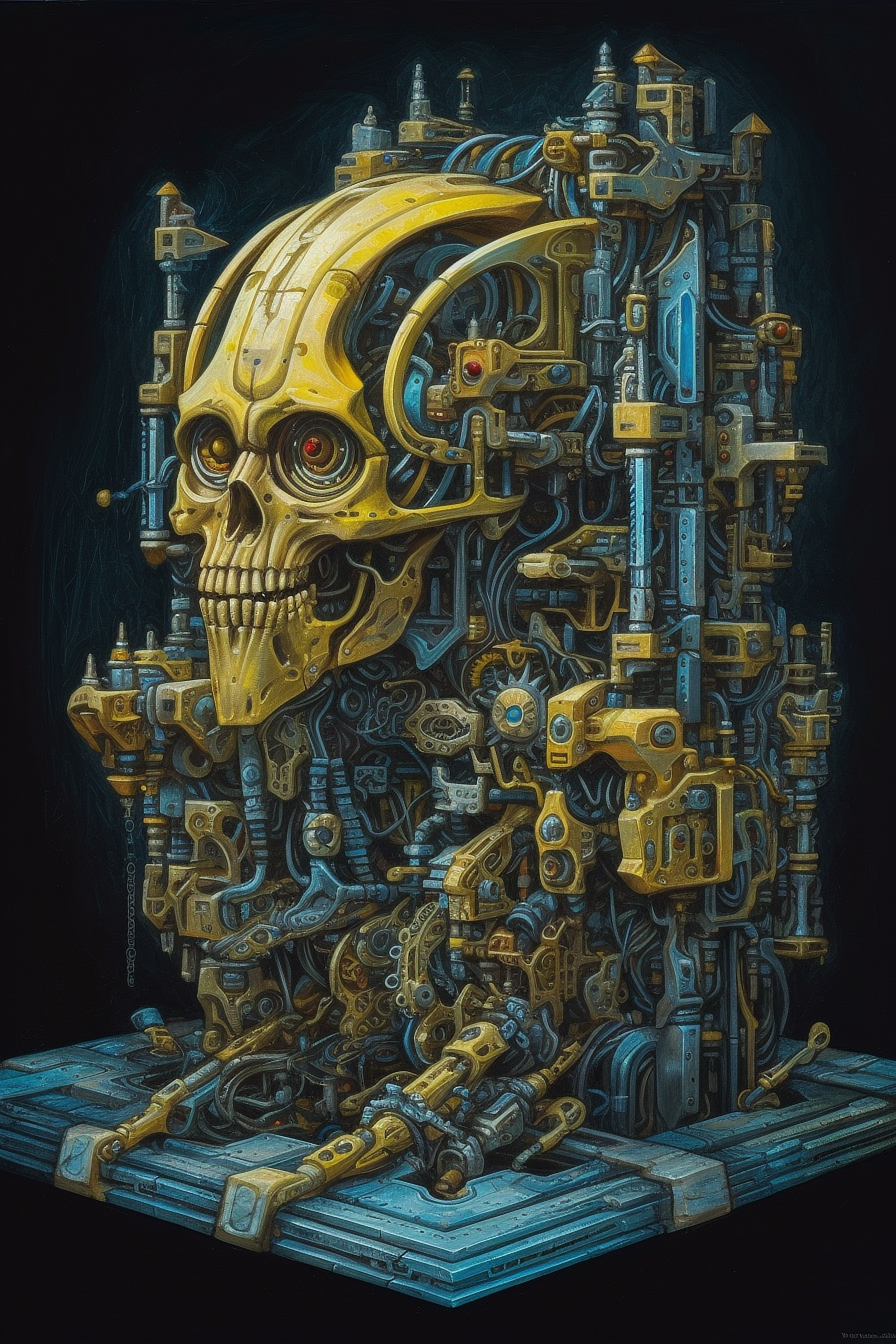 a skull made out of metal