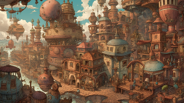 a cartoon of a fantasy city