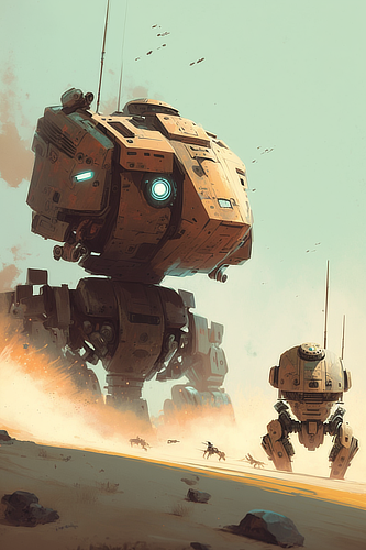 a robot with a large machine