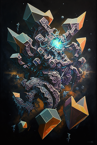 a artwork of a monster with a bright light coming out of it