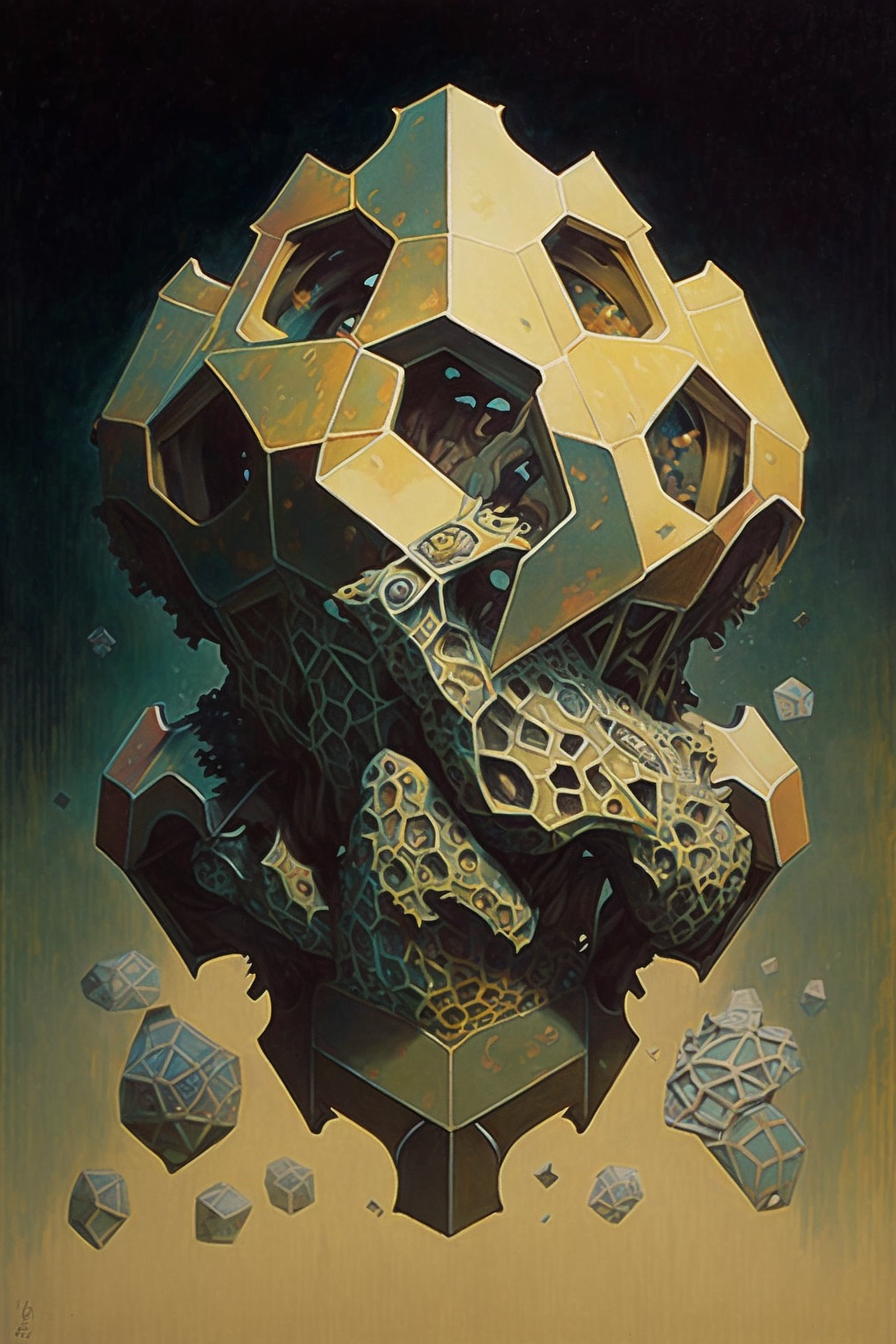 a artwork of a stone structure