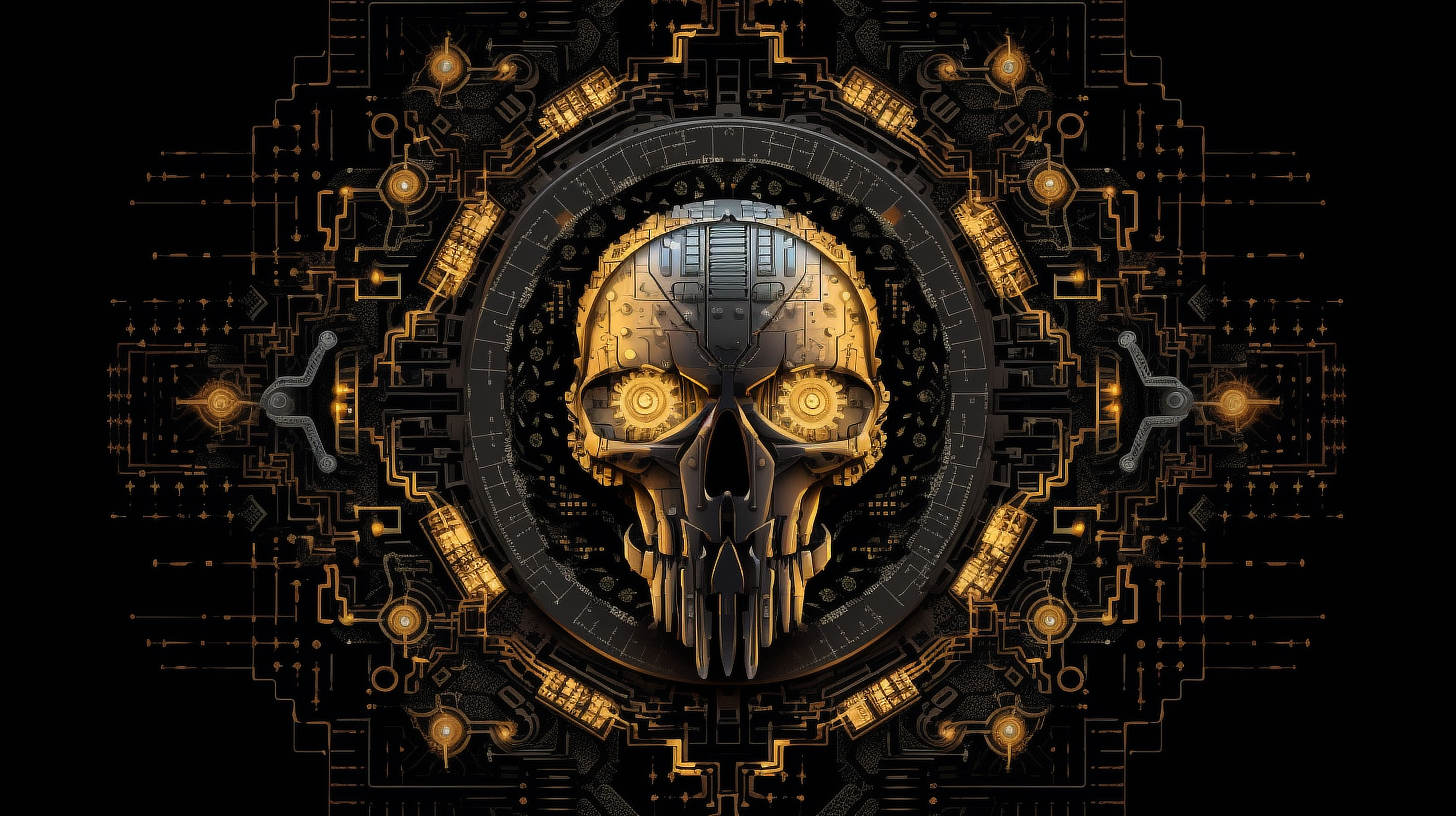 a skull with a circular pattern