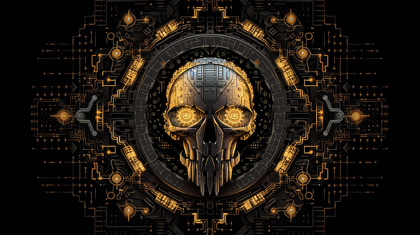 a skull with a circular pattern