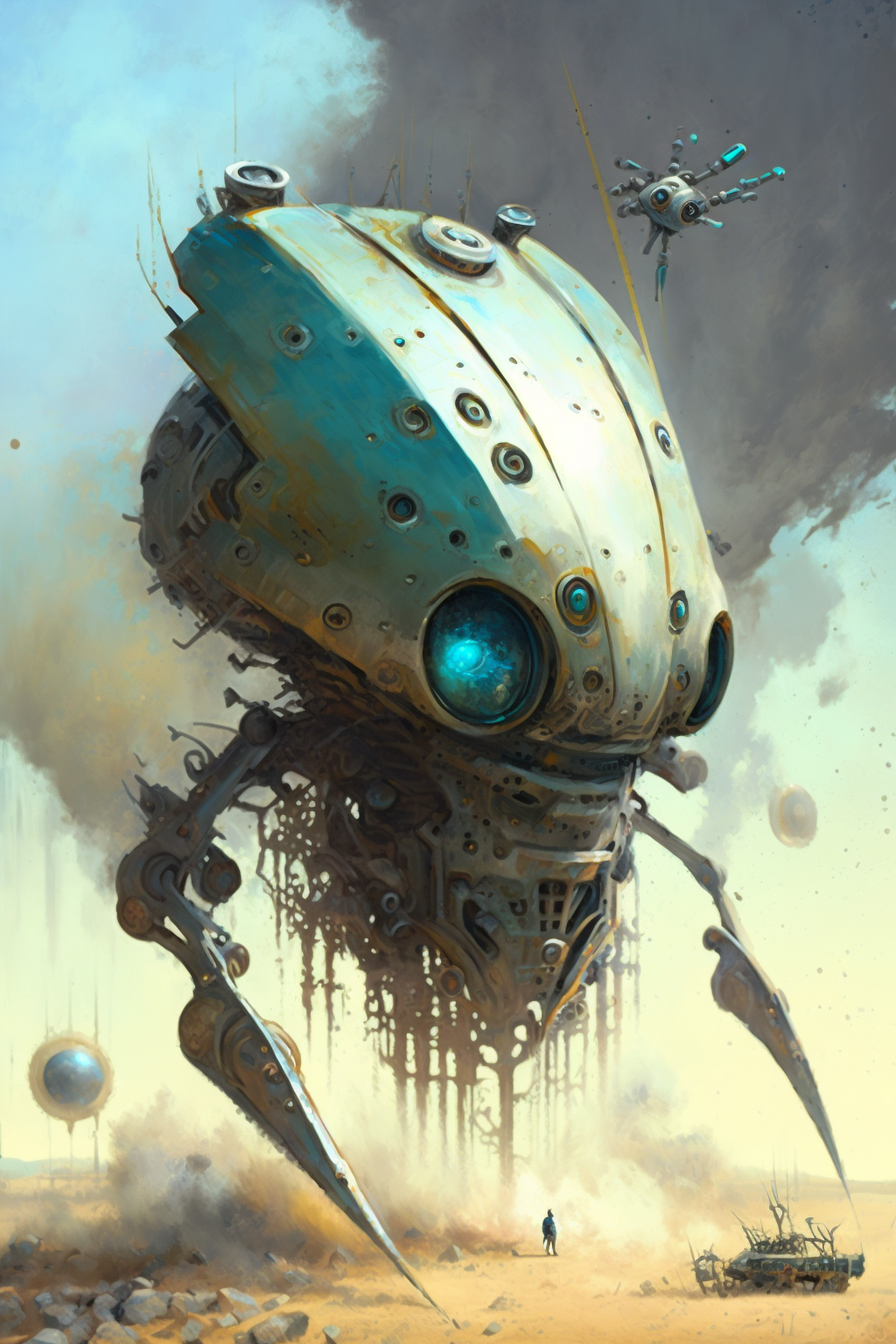 a robot with blue eyes and a blue eye