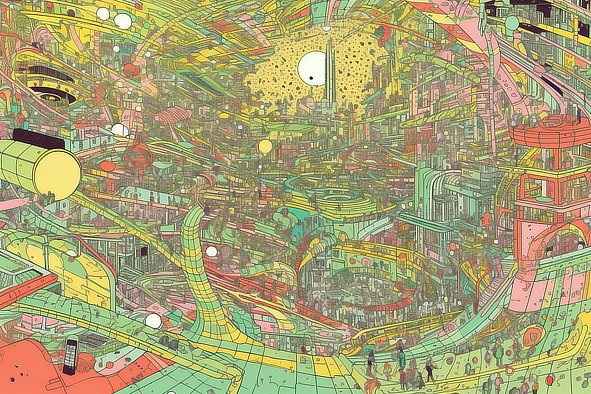 a colorful city with many roads