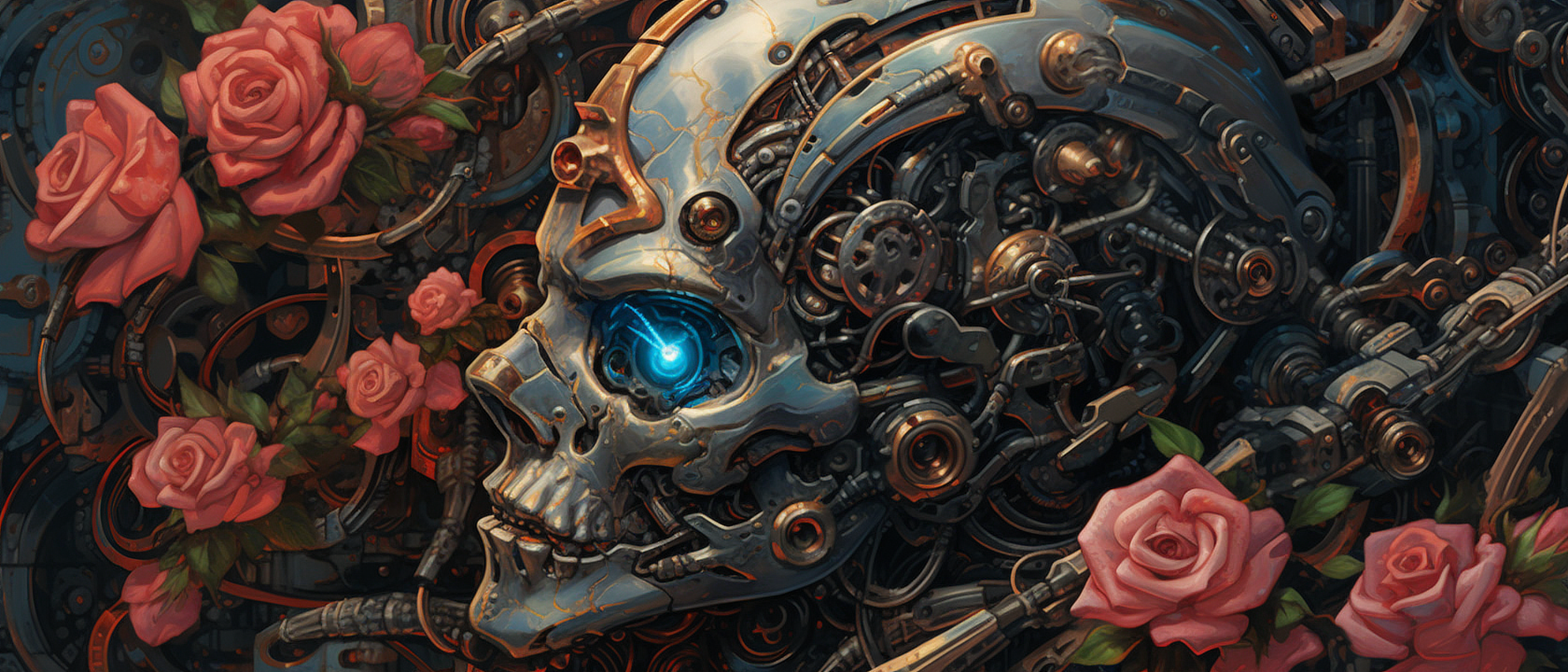 a digital art of a skull