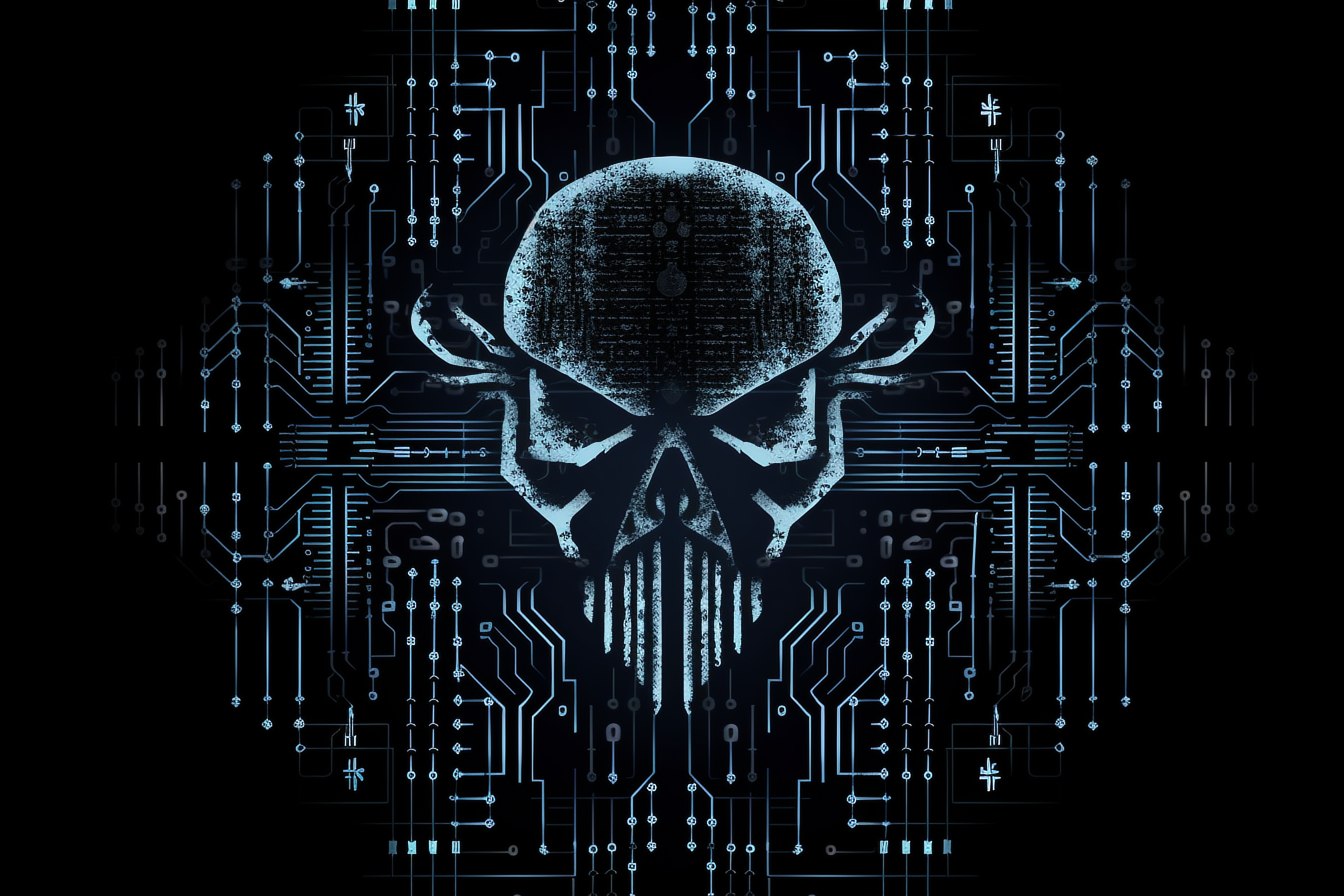 a skull with lines and dots