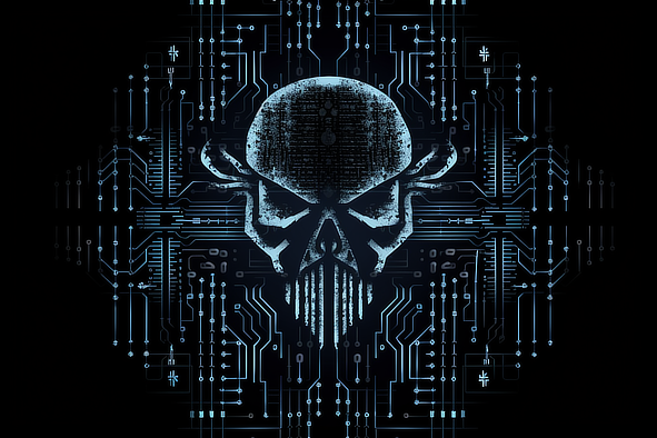 a skull with lines and dots