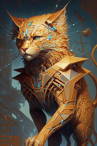 a cat with a robot body