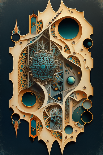 a artwork of a blue and yellow design