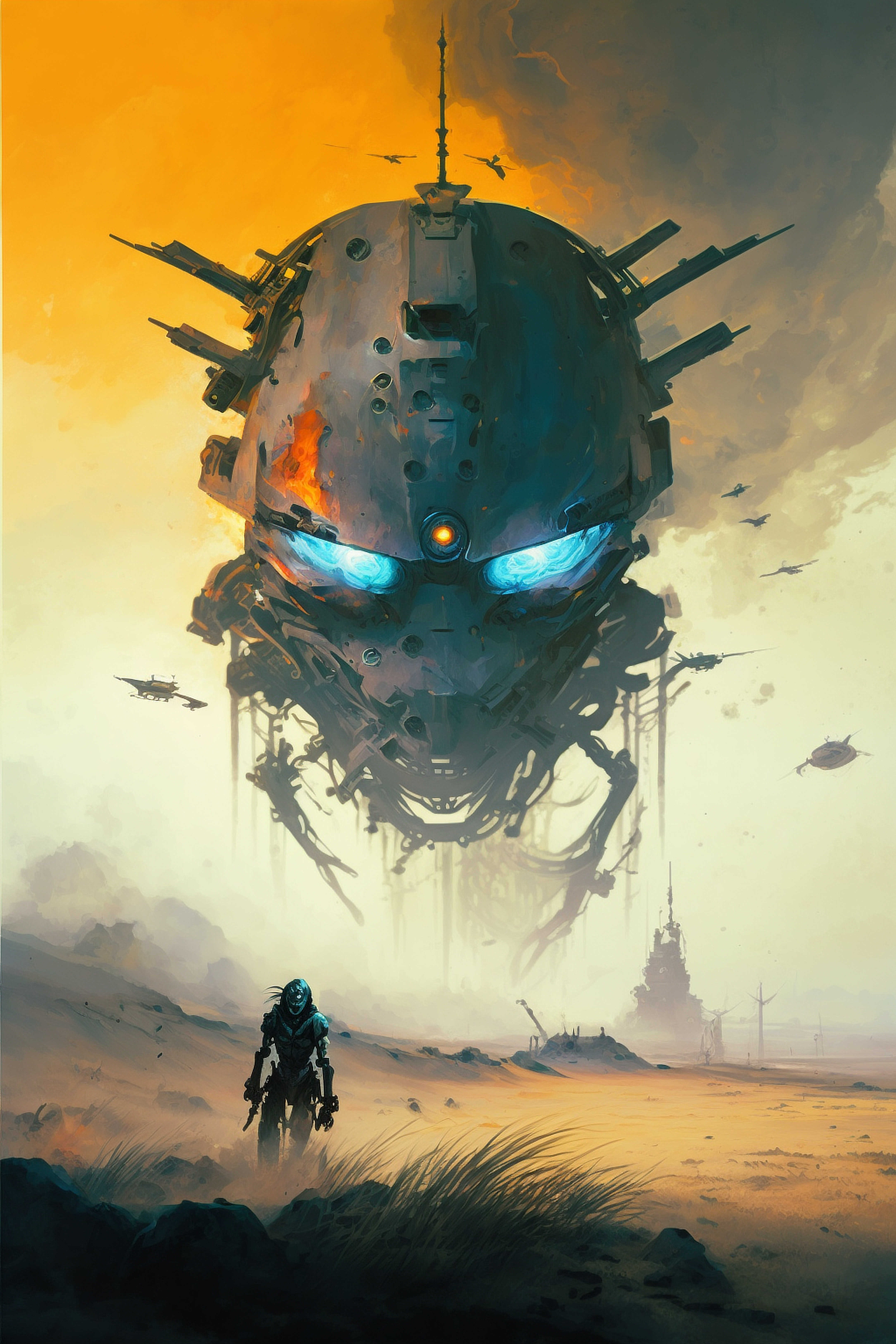 a robot in the desert