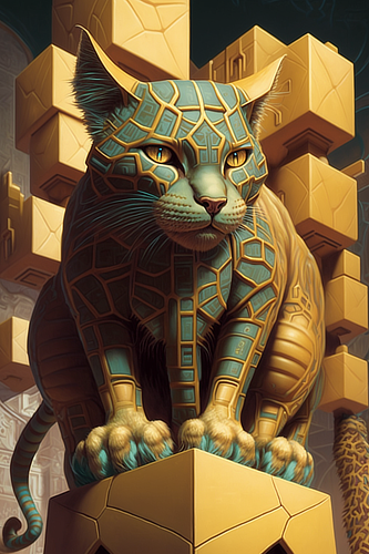 a cat with a pattern on it