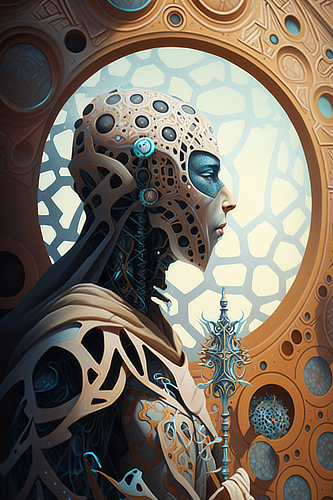 a woman in a futuristic outfit