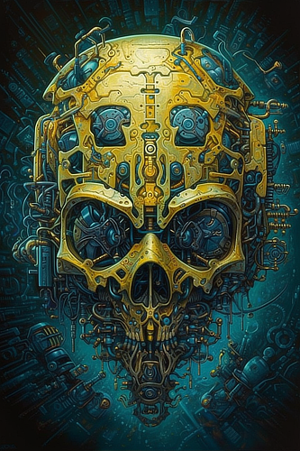 a skull made of metal