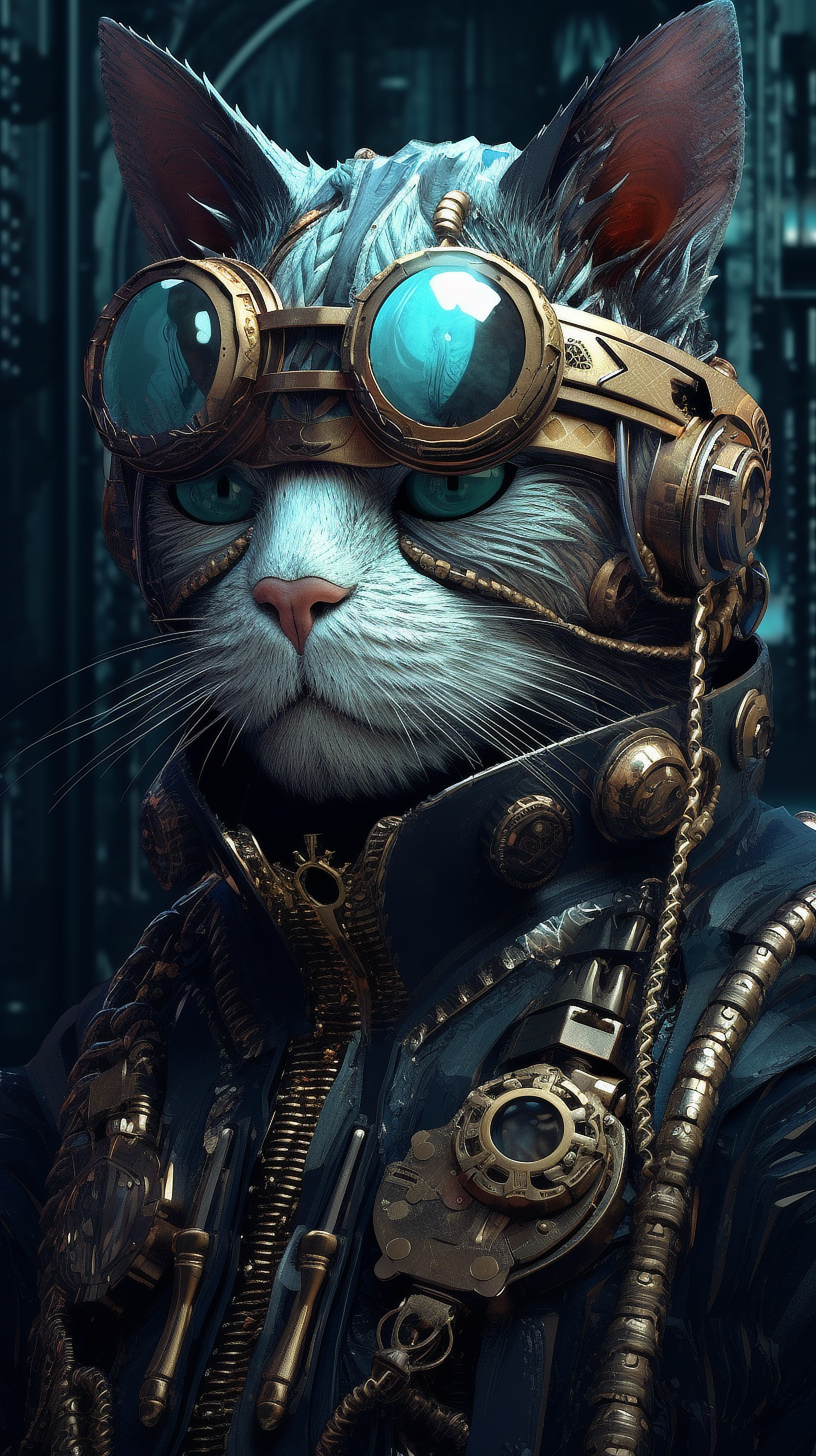a cat wearing a steampunk garment