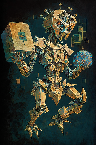 a cartoon of a robot holding a box