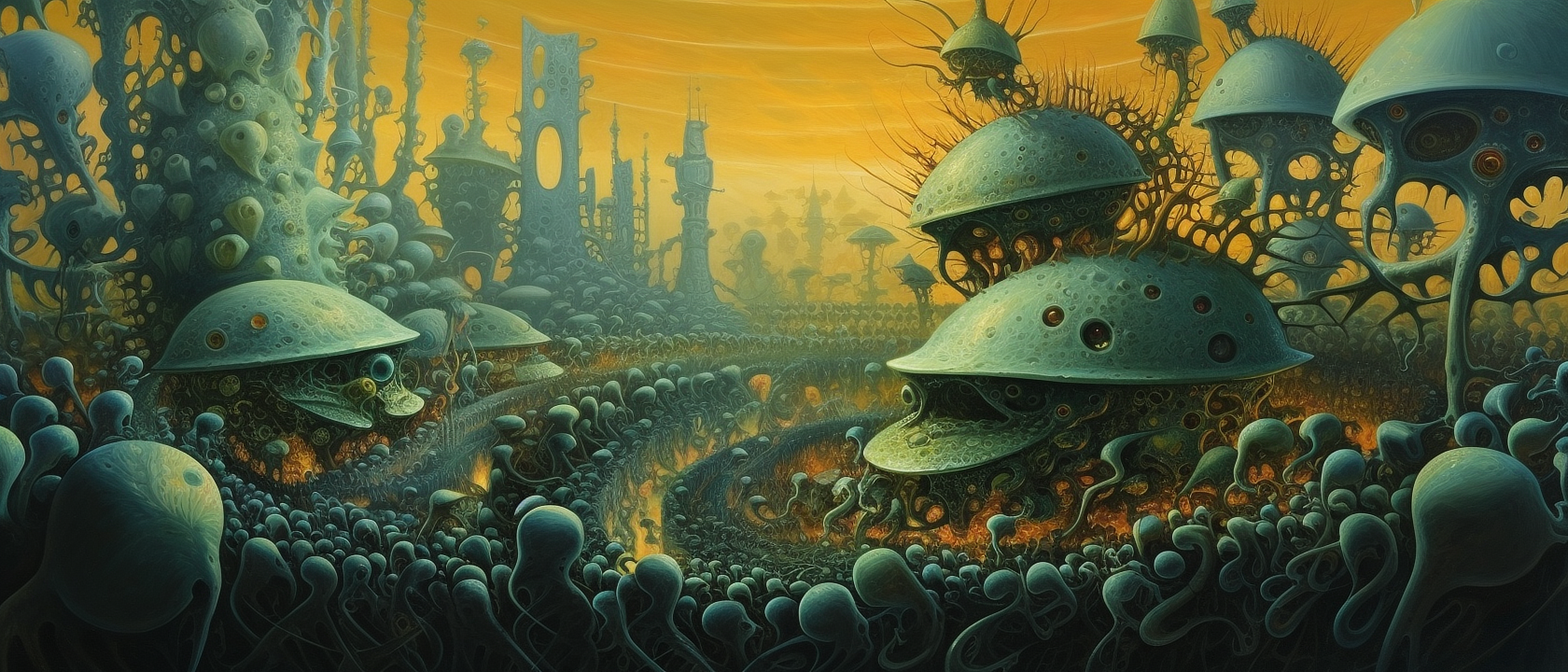 a large group of alien buildings