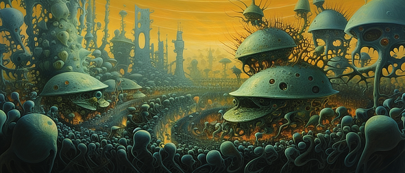 a large group of alien buildings