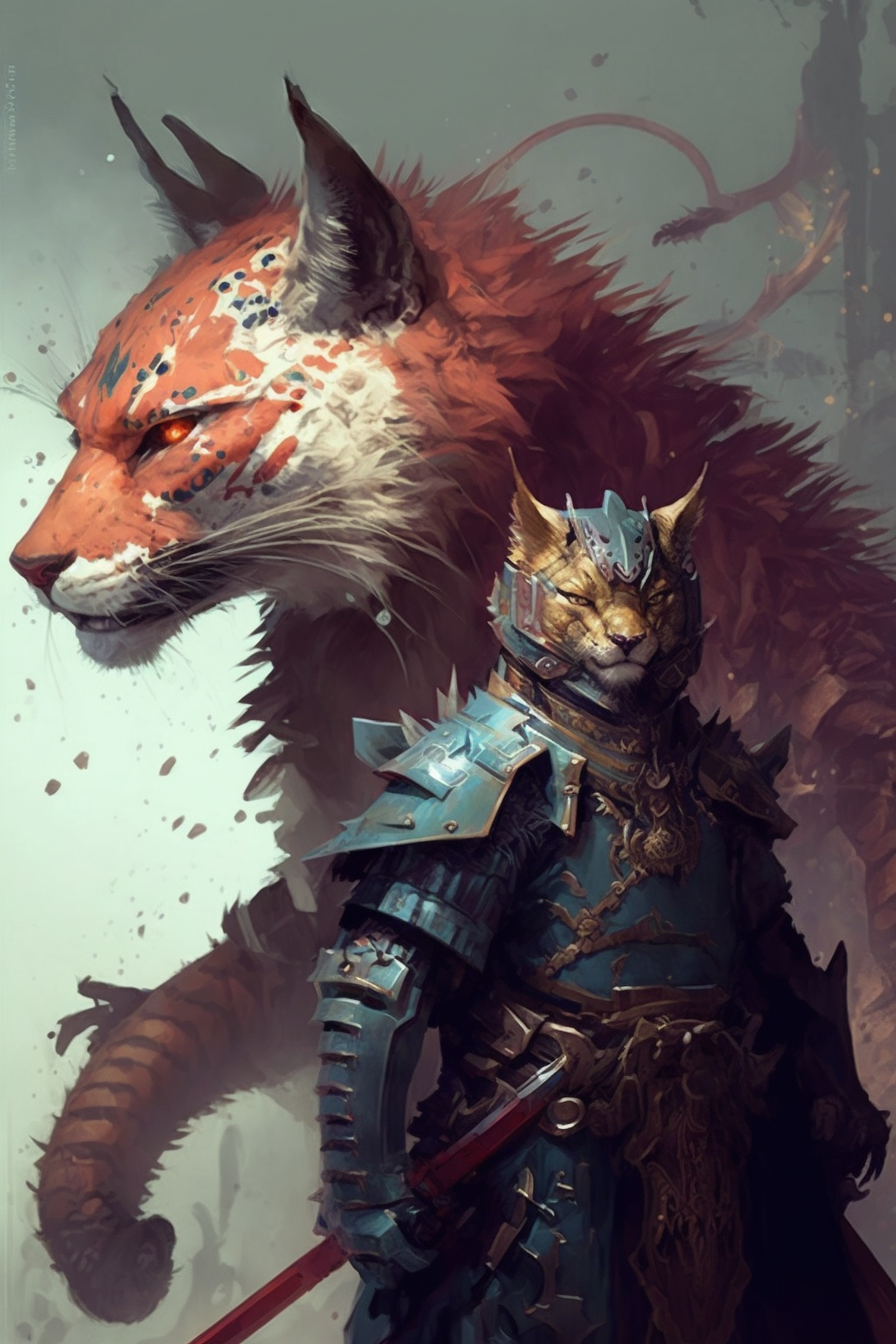 a cat in armor and a cat in armor