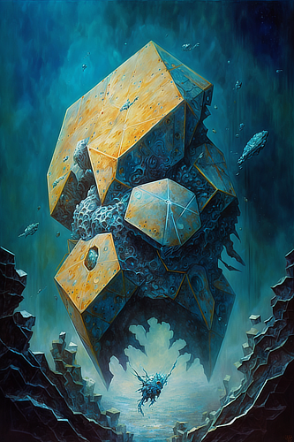 a artwork of a rock formation