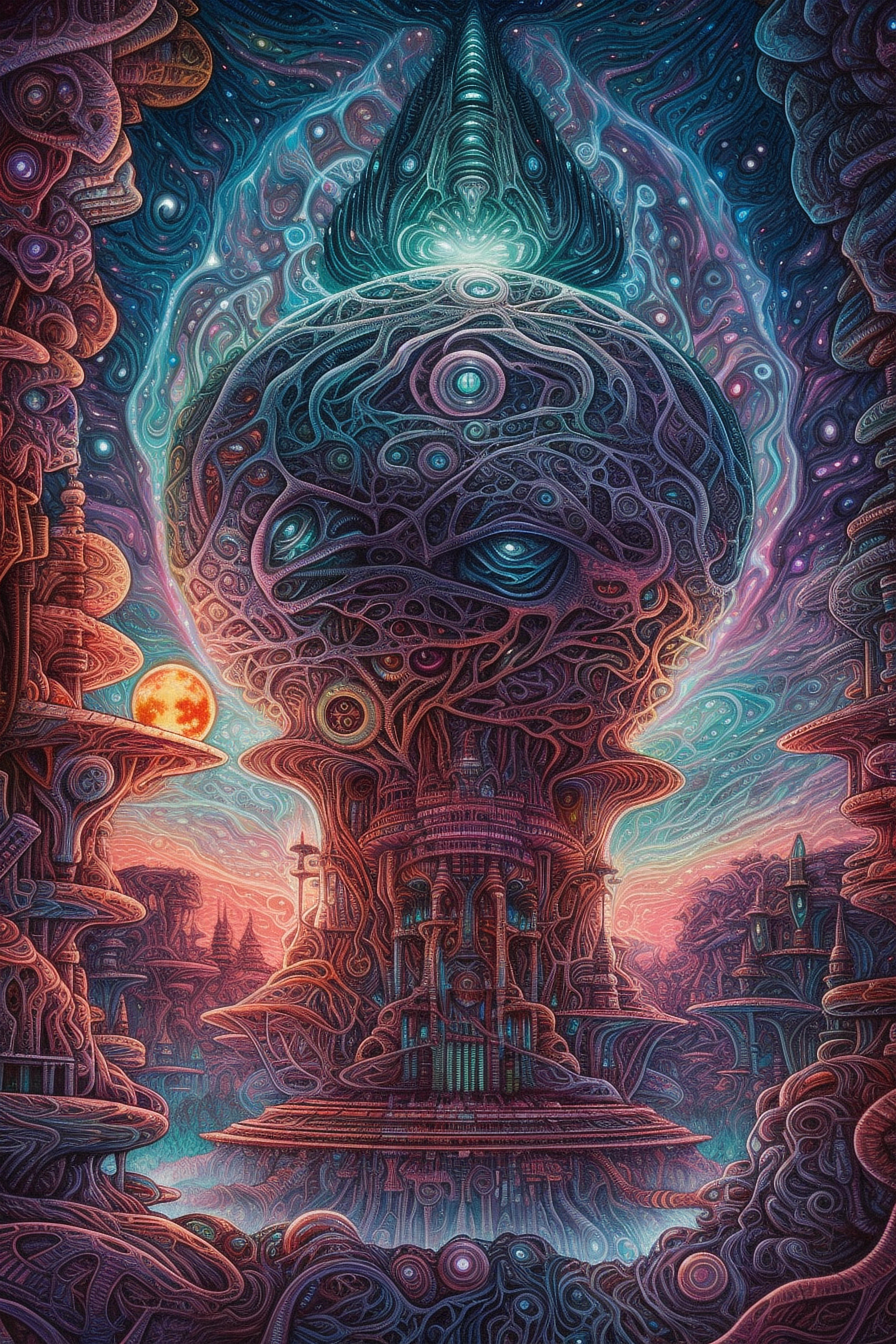 a colorful artwork of a human head