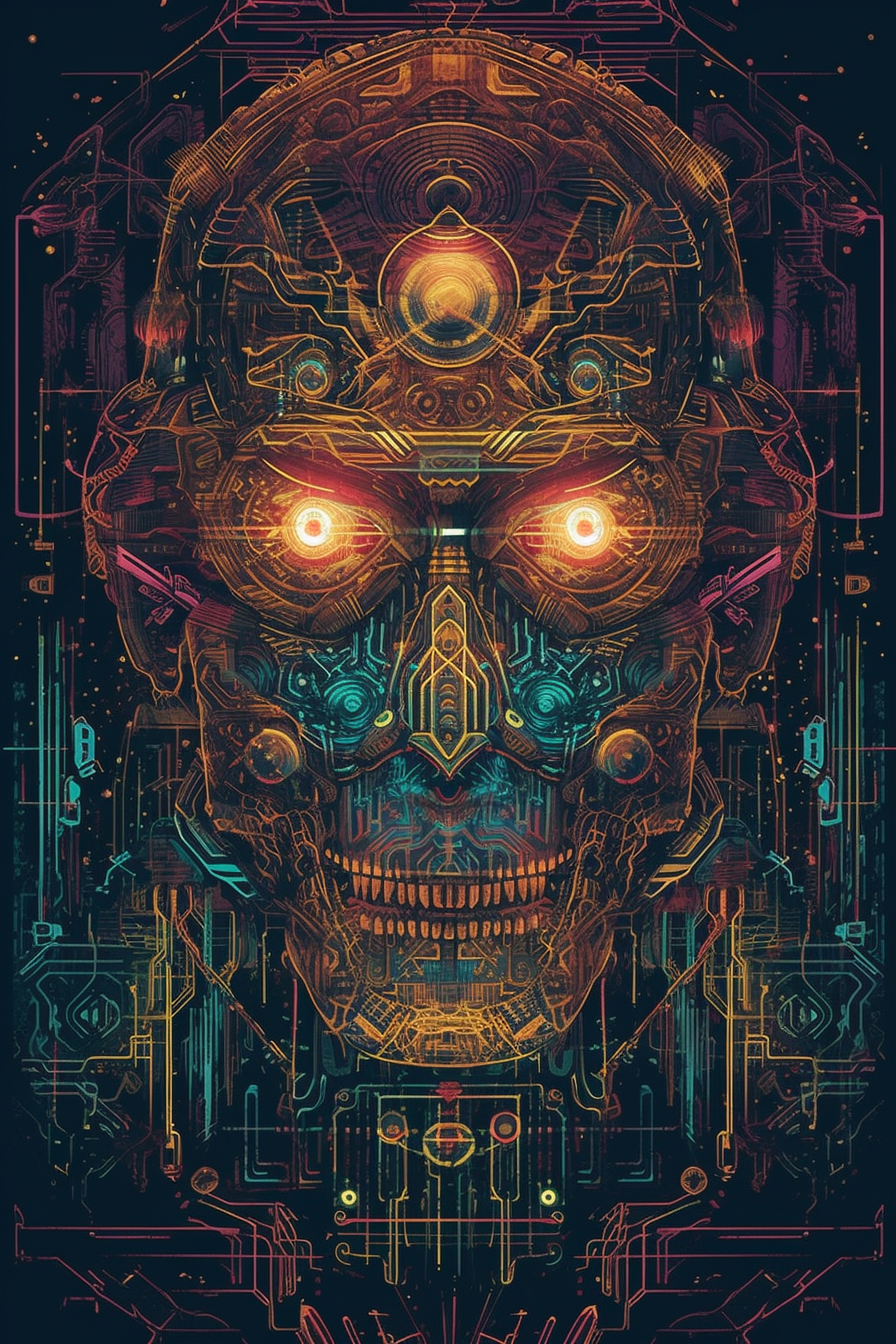 a digital art of a skull
