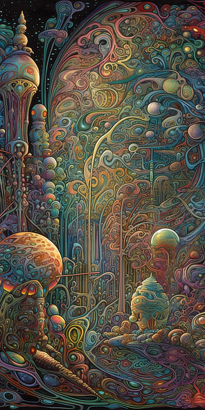 a colorful art of a fantasy landscape