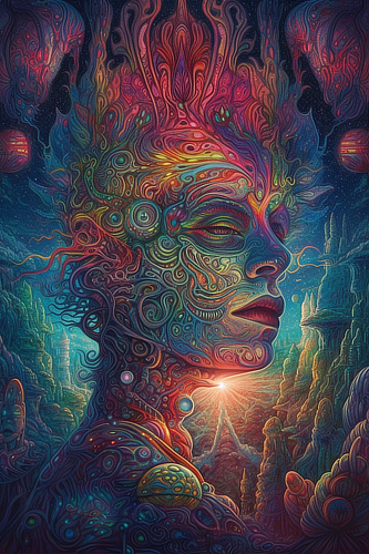 a colorful artwork of a woman
