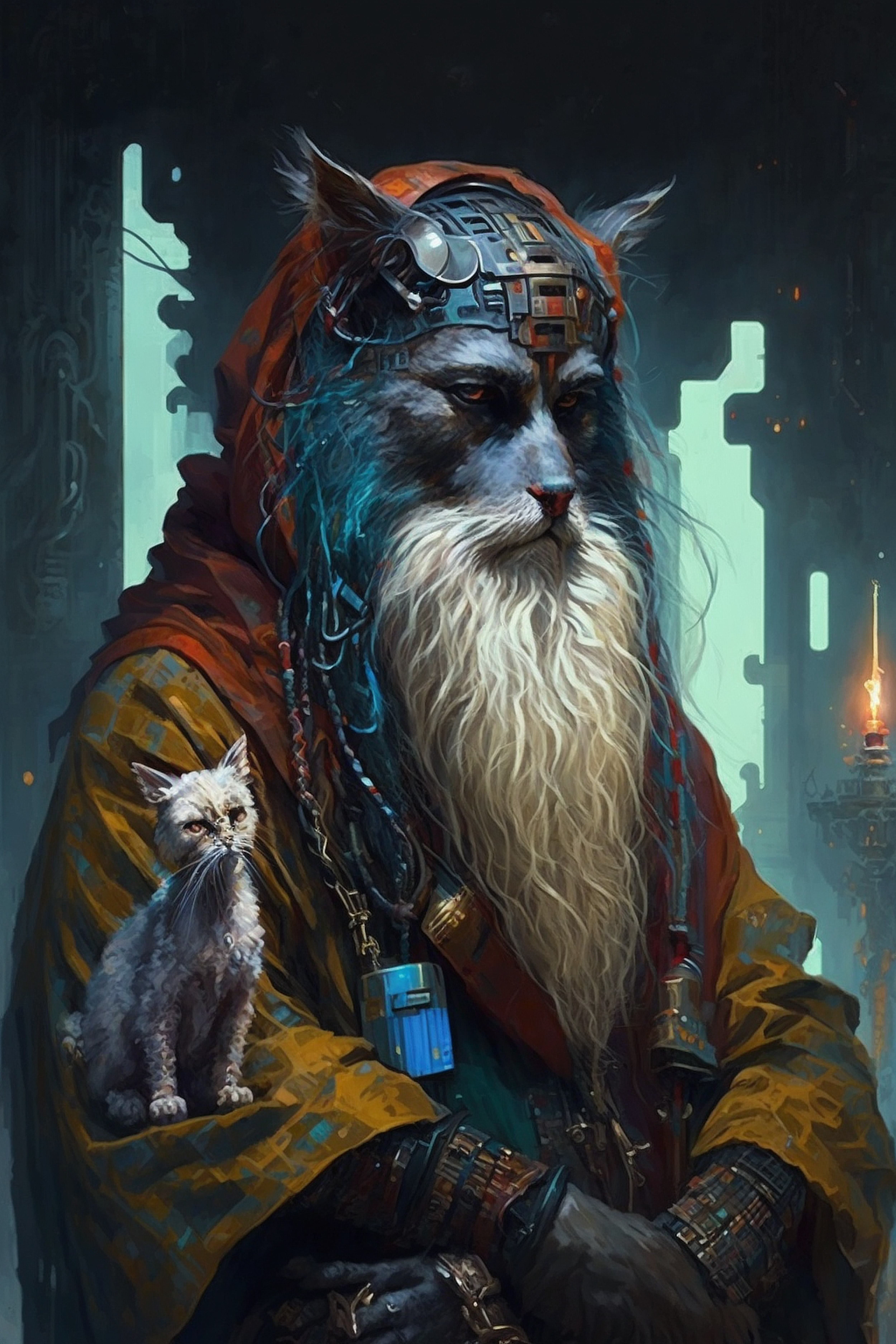 a cat with a white beard and a white beard