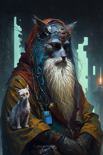 a cat with a white beard and a white beard