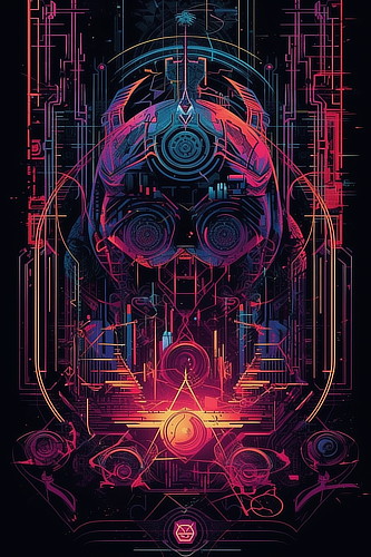 a colorful artwork of a robot