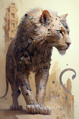 a painting of a lion