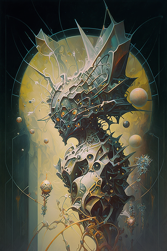 a artwork of a person with a large head