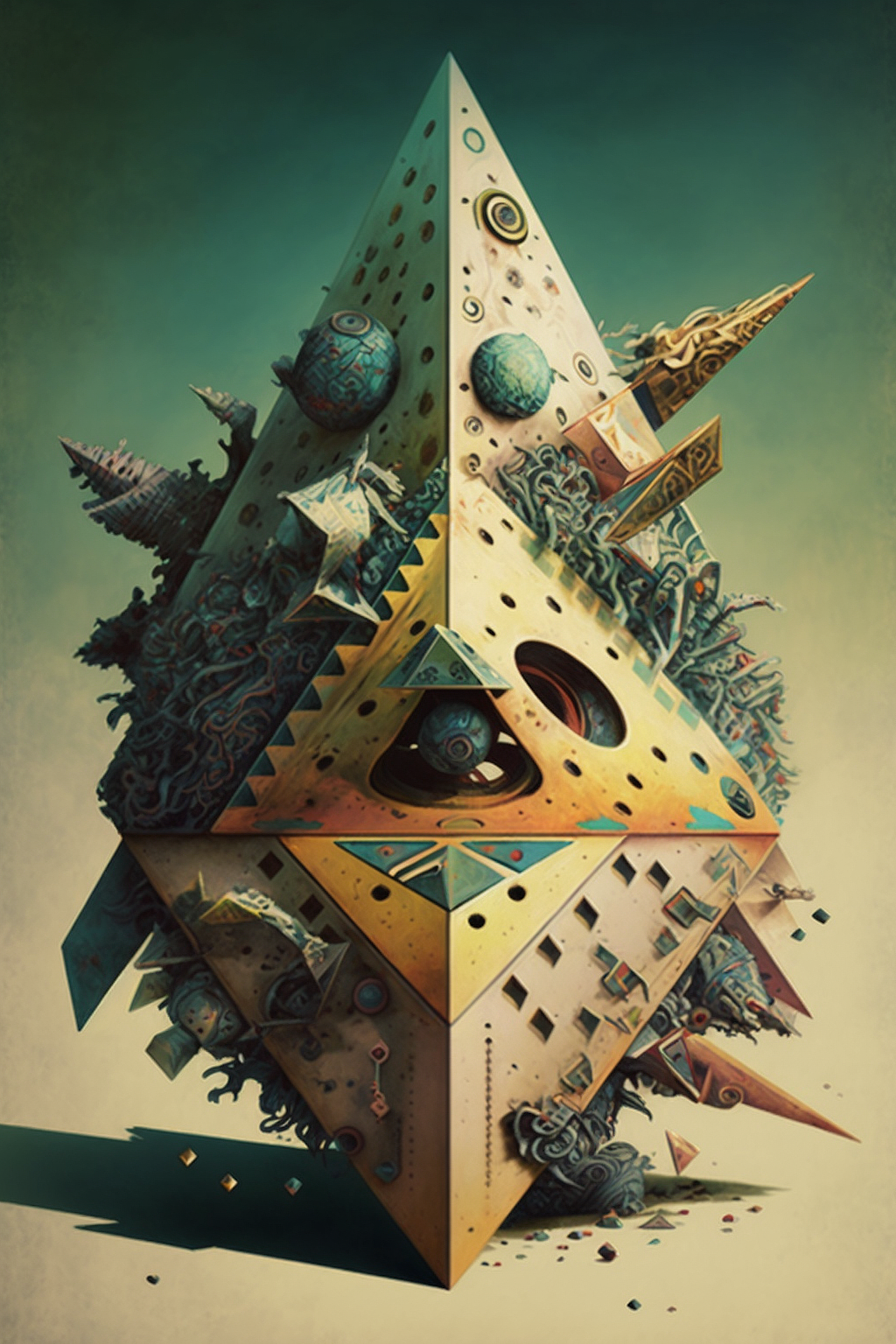 a colorful pyramid shaped object