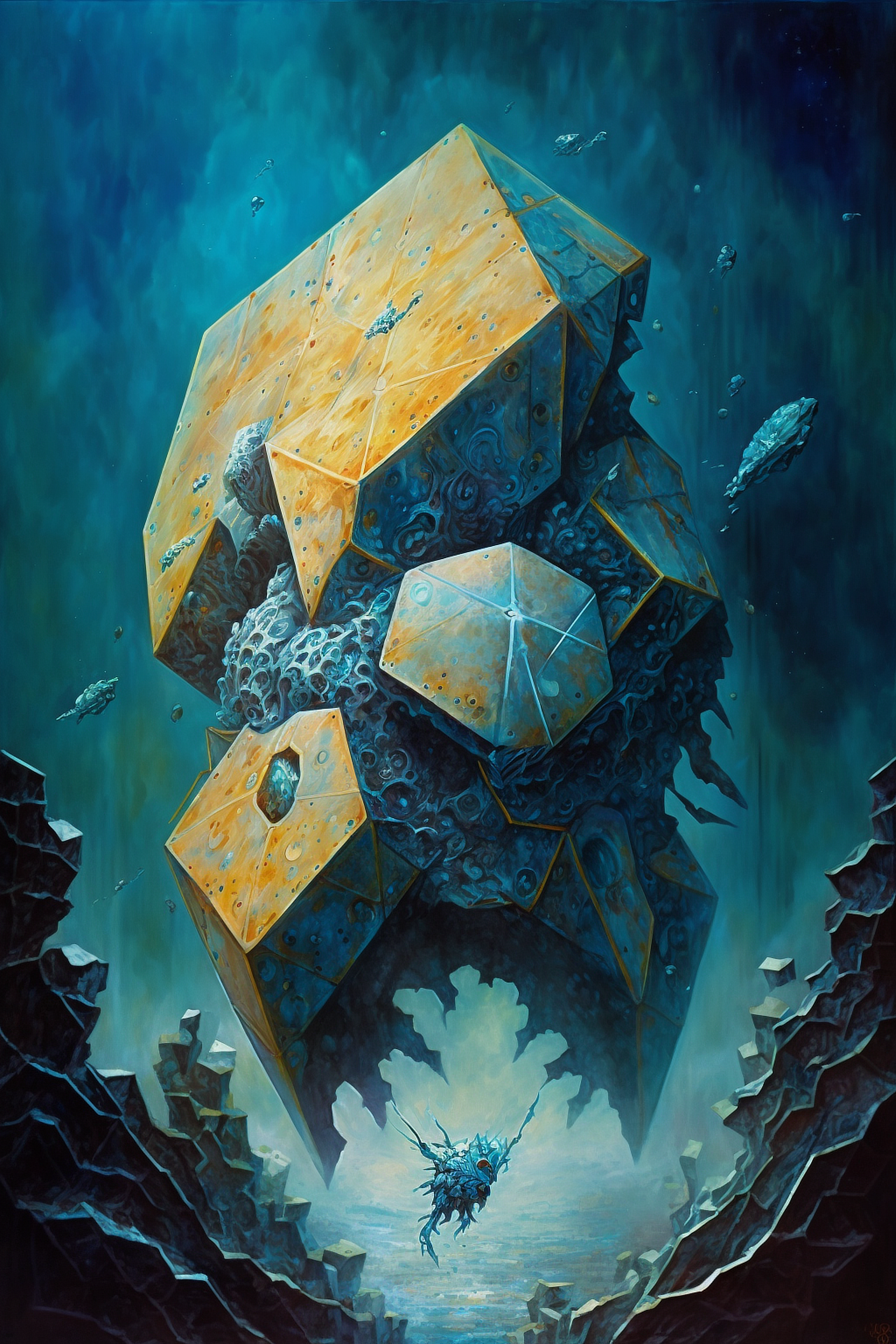 a artwork of a rock formation