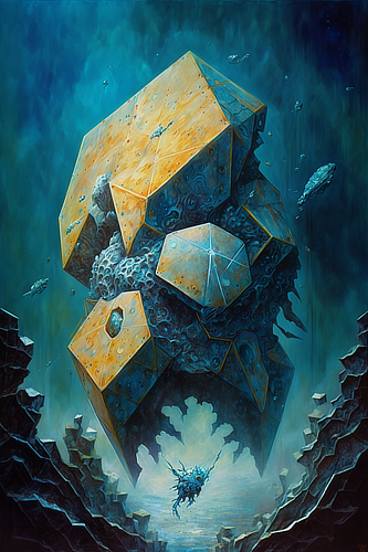 a artwork of a rock formation