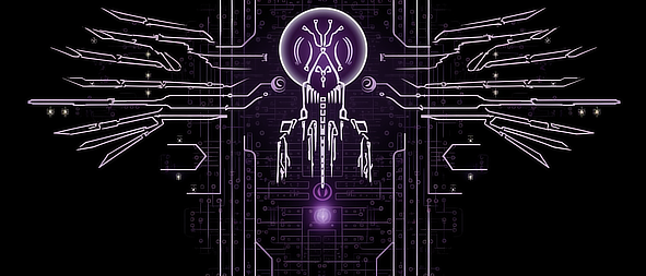 a purple and white graphic design