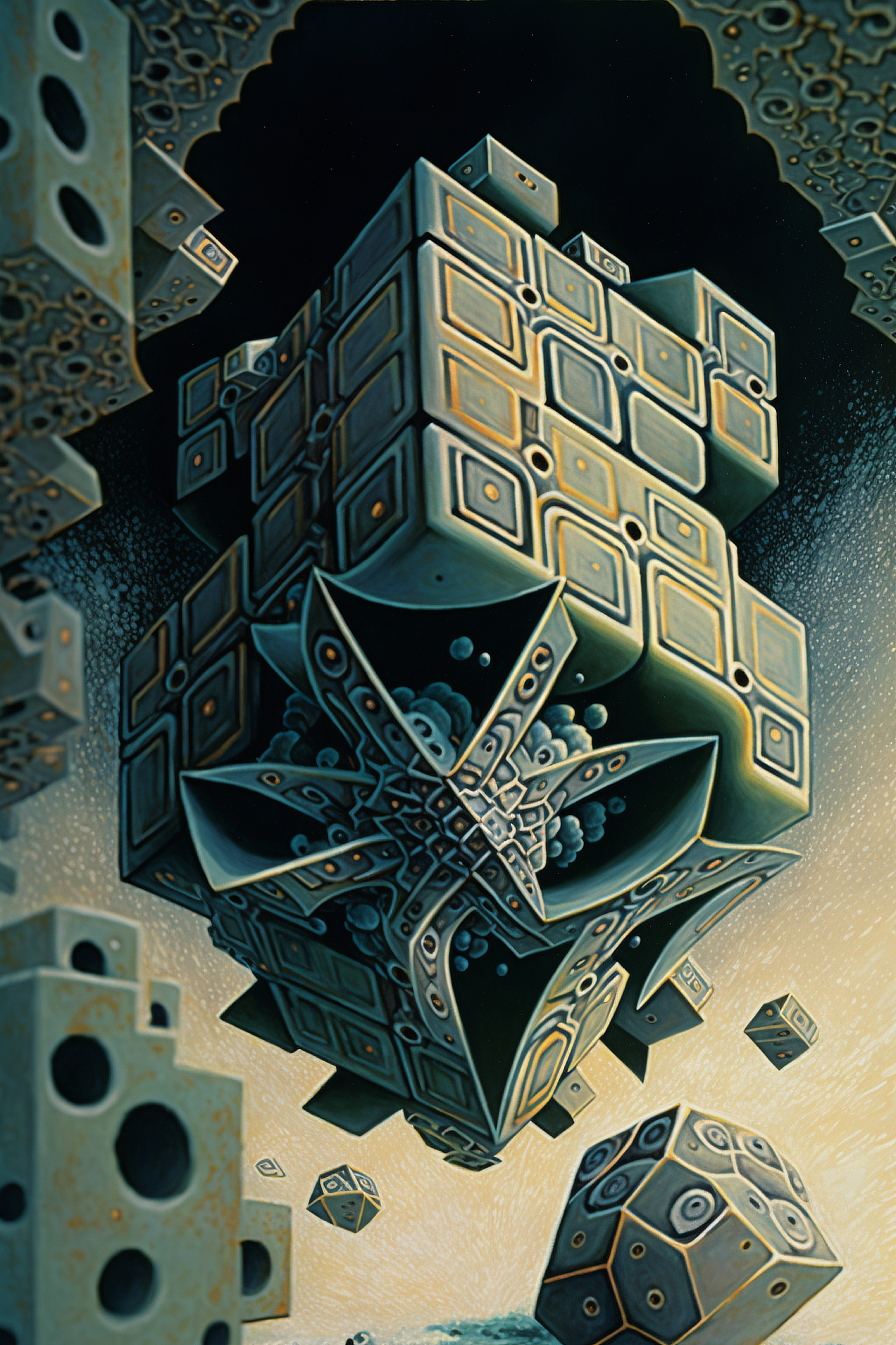 a large cube with a large design