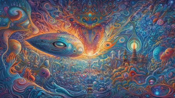 a colorful artwork with a colorful background