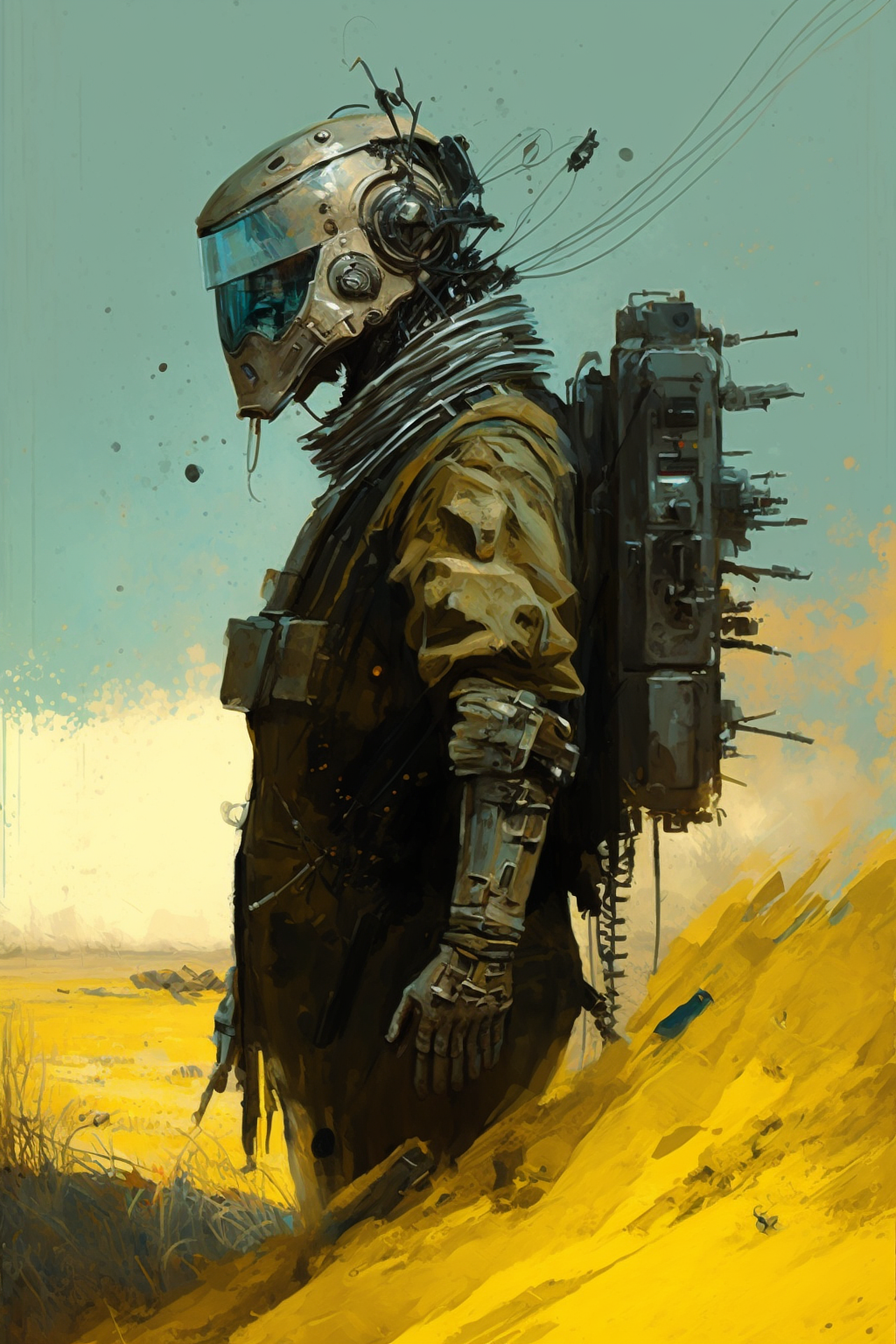 a person wearing a helmet and a backpack