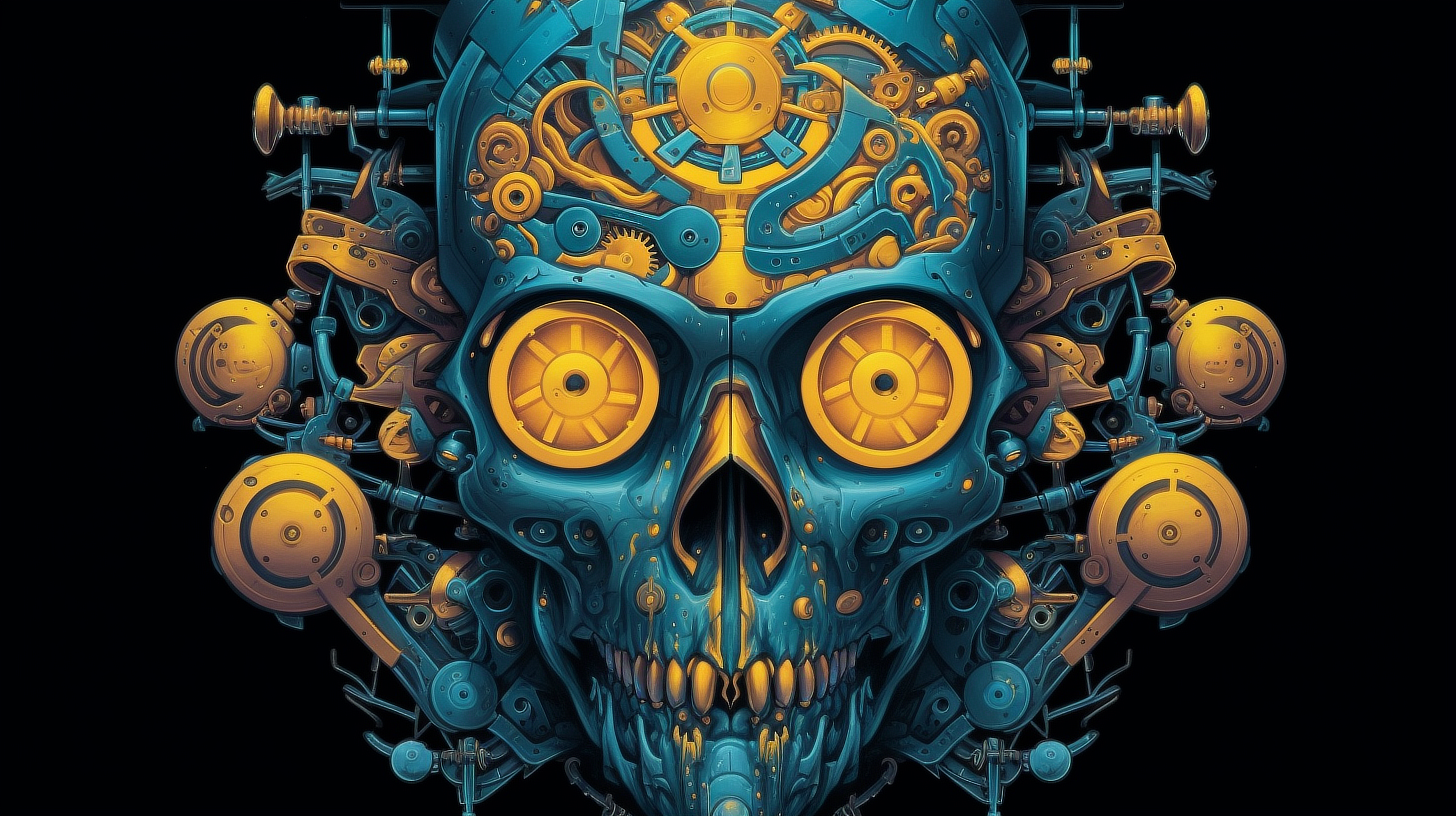 a skull with gears and gears