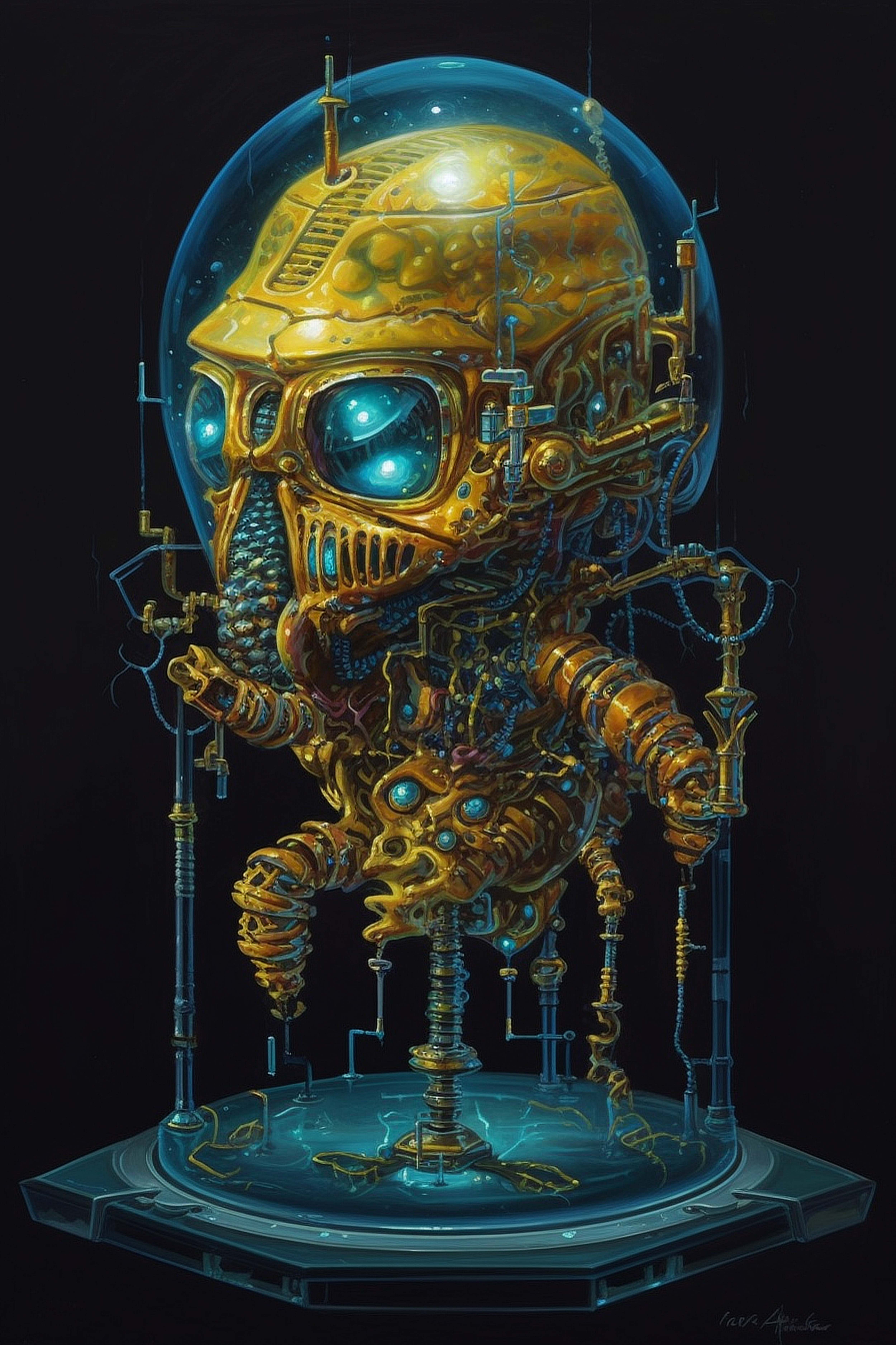 a yellow robot with blue eyes