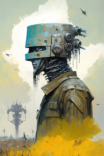 a robot with a helmet