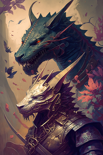a dragon in armor with a dragon head