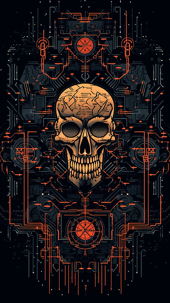 a skull with a pattern of lines and dots