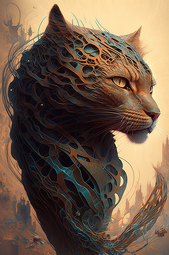 a cat with a structure of a cat's head