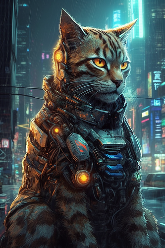 a cat wearing a robot suit