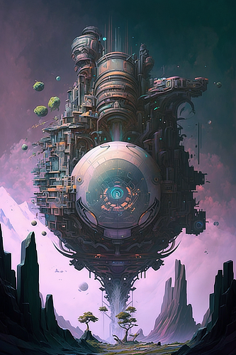 a futuristic building with a round object