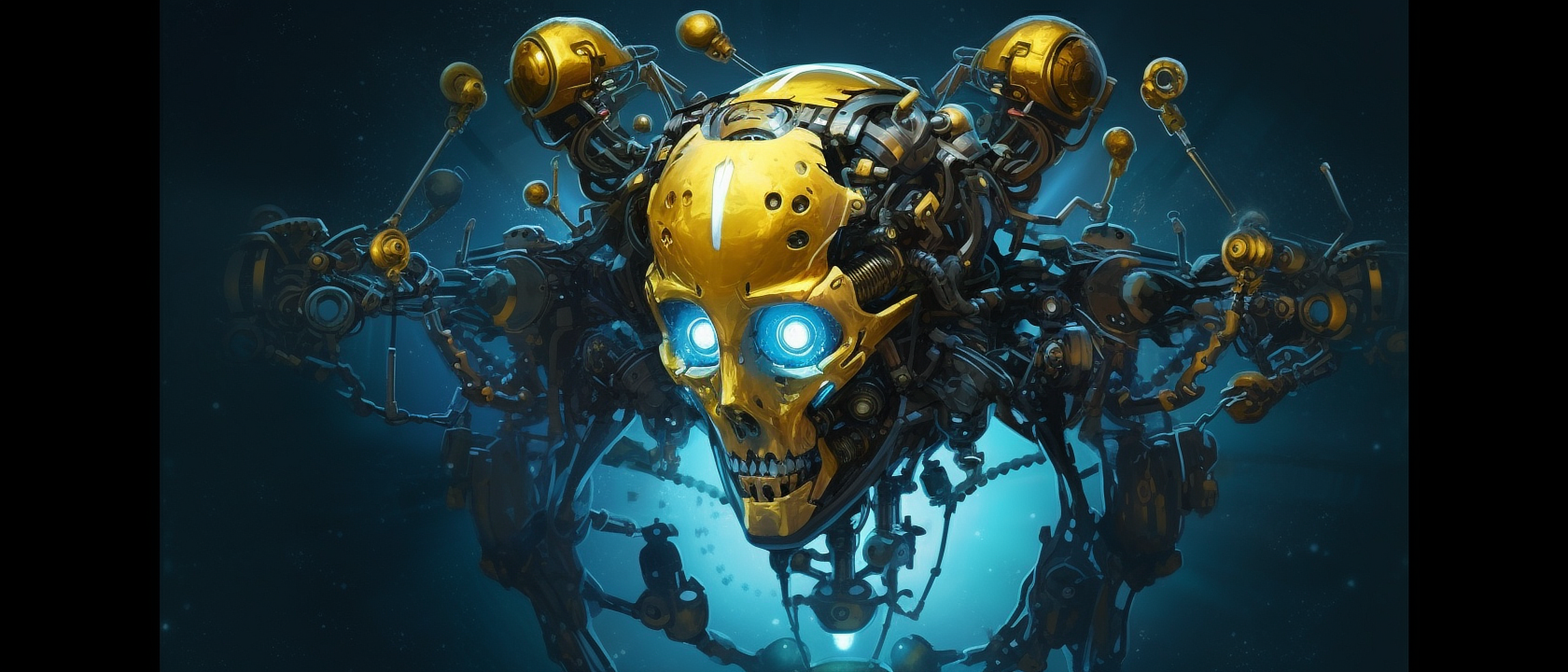 a robot with a skull face