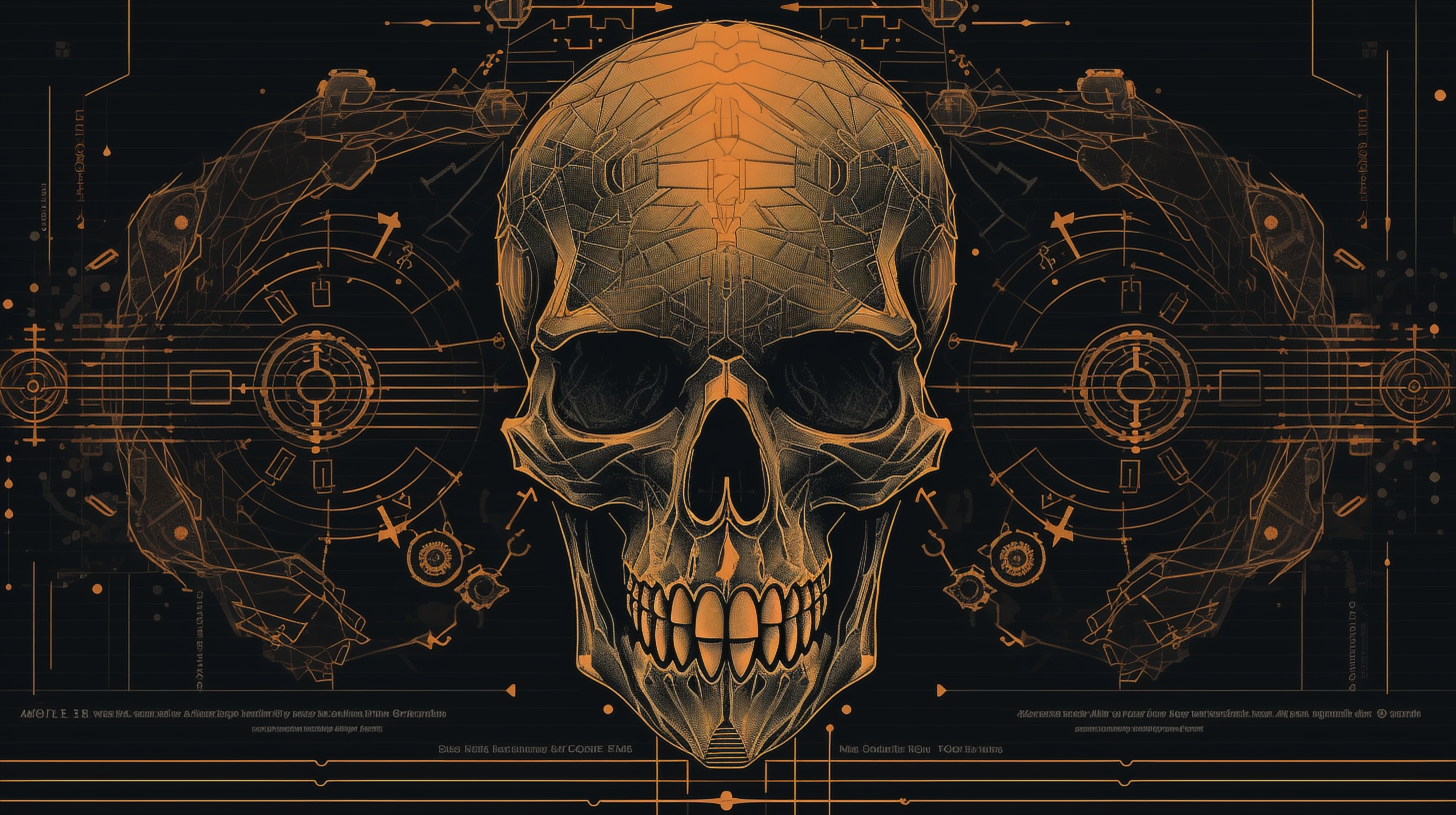 a skull with lines and dots on it